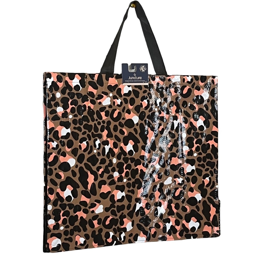 NWT Juncture reusable tote with leopard pattern pink tan black Made in the USA
